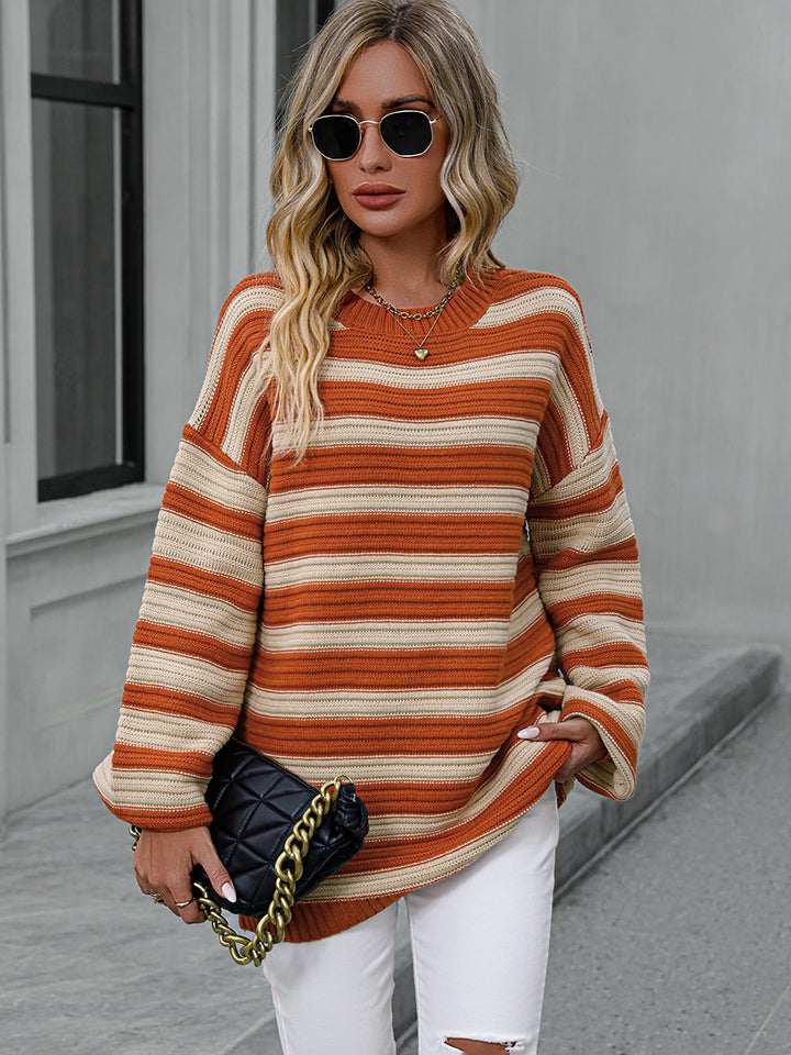 Fresh Take Striped Drop Shoulder Knit Sweater