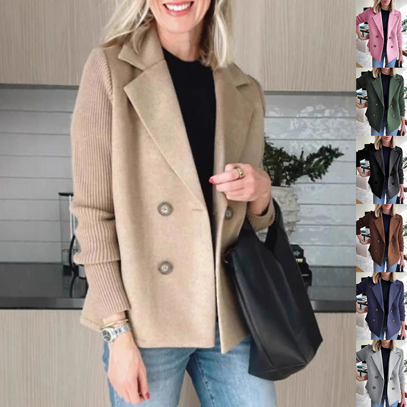 City Beauty Stylish Double Breasted Lapel Jacket Coat Outerwear