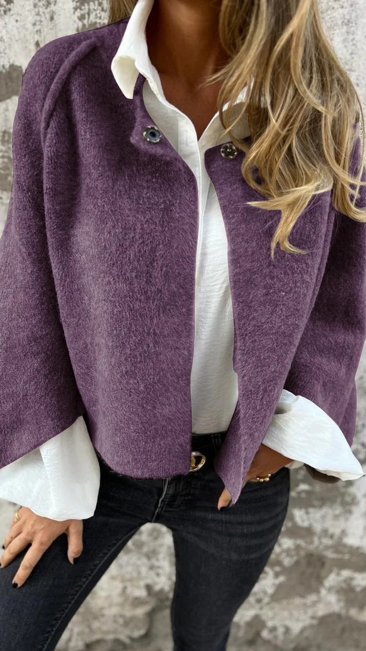 Elegant Cashmere  Cardigan with Batwing Sleeve