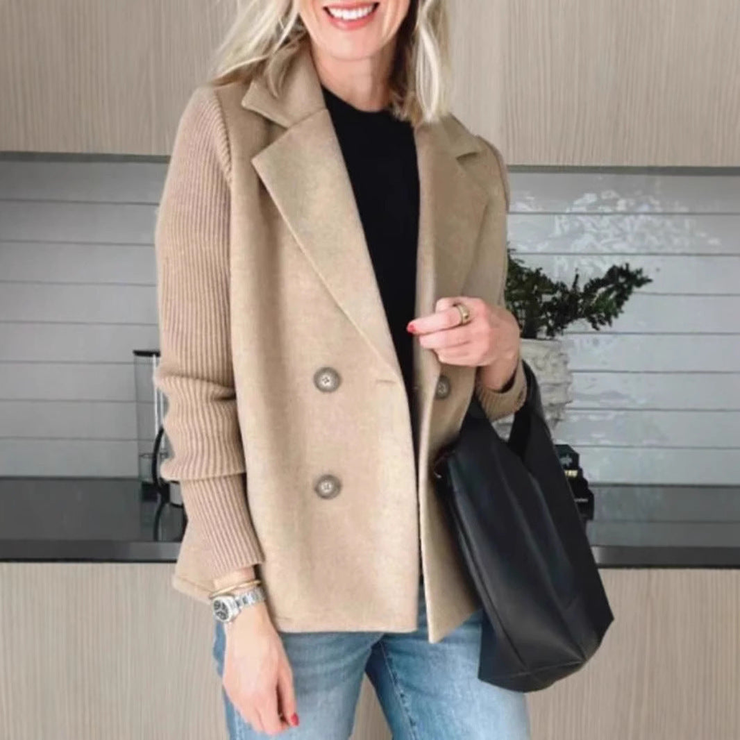 City Beauty Stylish Double Breasted Lapel Jacket Coat Outerwear