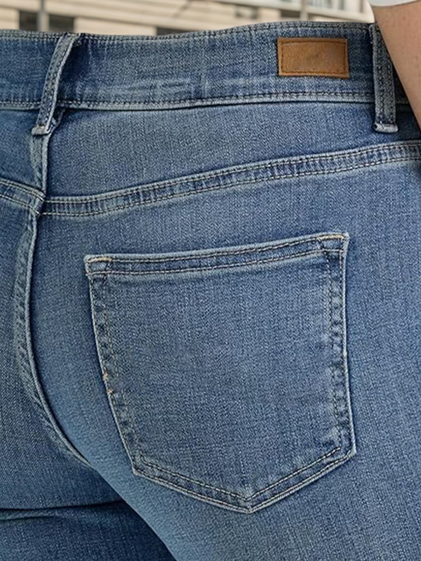 Deep Blue Stretch Denim High Waisted Slim Straight Leg Jens