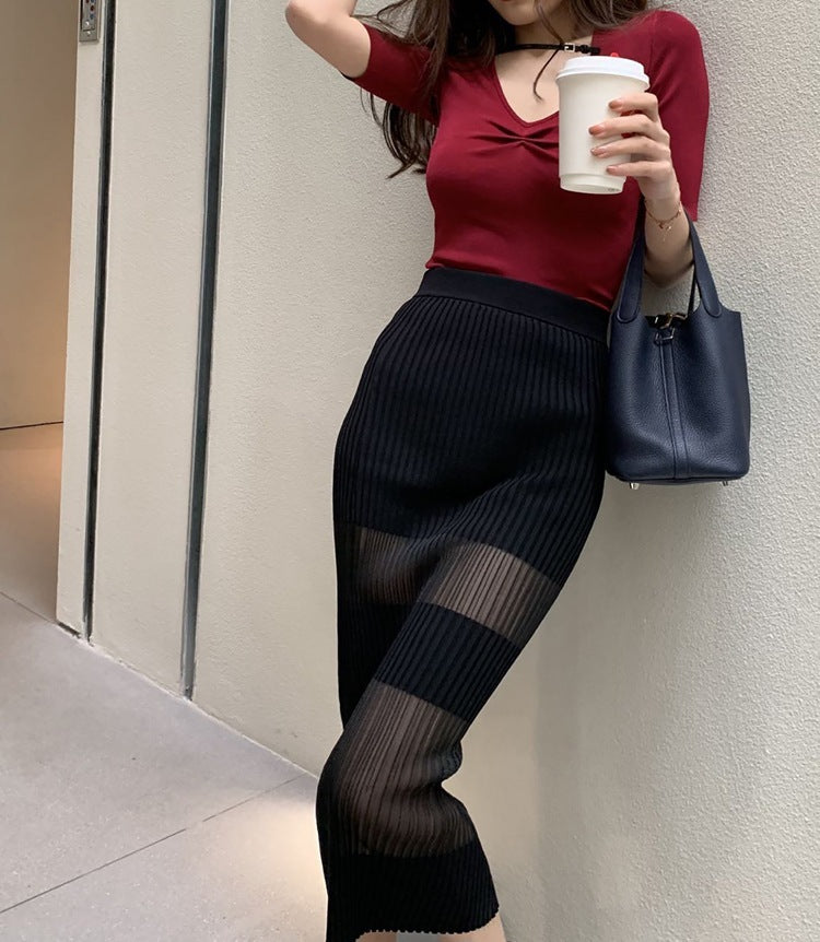 Snow White  Ladies Knit Top with Skirt -Two Piece Set