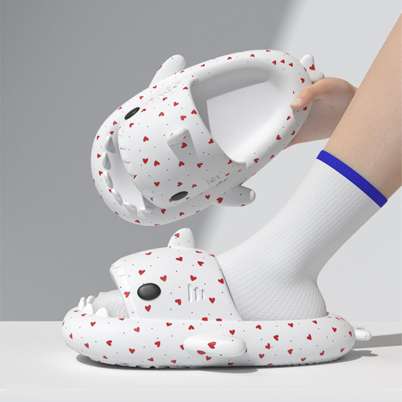 Shark Slippers Heart Print Shoes