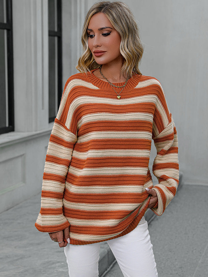 Fresh Take Striped Drop Shoulder Knit Sweater