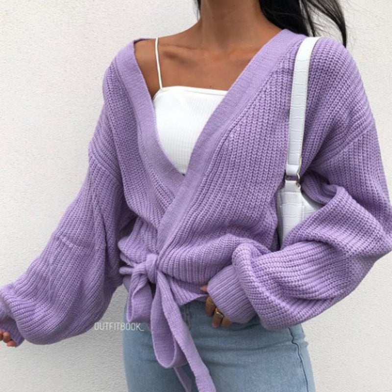 Knot Your Babe Tie-Front Knit Cardigan