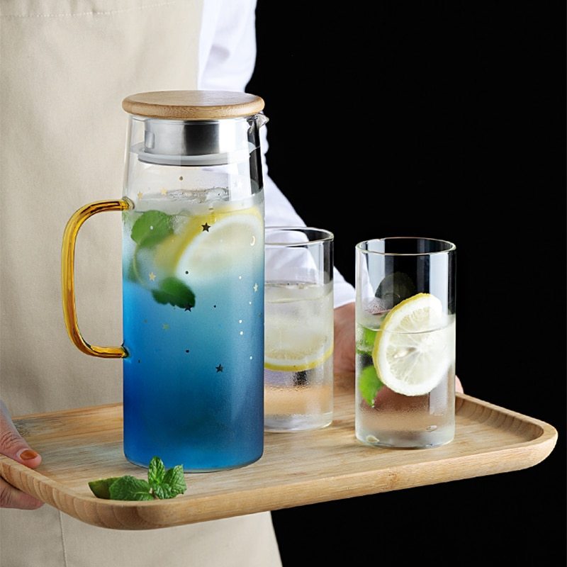Japanese Pyrex Bamboo Top Infuser Tea Bottle