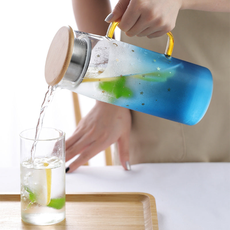Japanese Pyrex Bamboo Top Infuser Tea Bottle