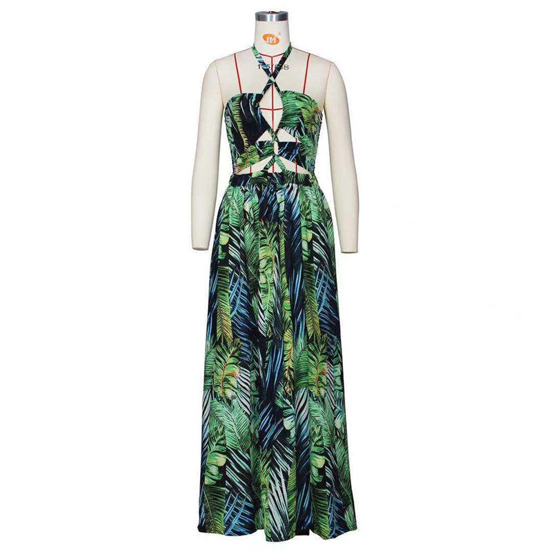 Marcy Long Skirt Sleeveless Tropical Print