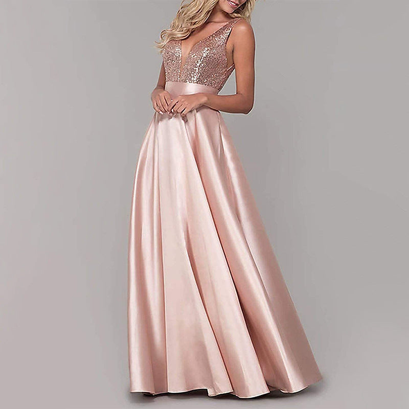 Silky  Ivory  Sequined Dazzling  Evening Dress