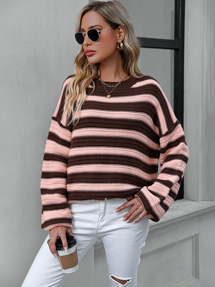 Fresh Take Striped Drop Shoulder Knit Sweater
