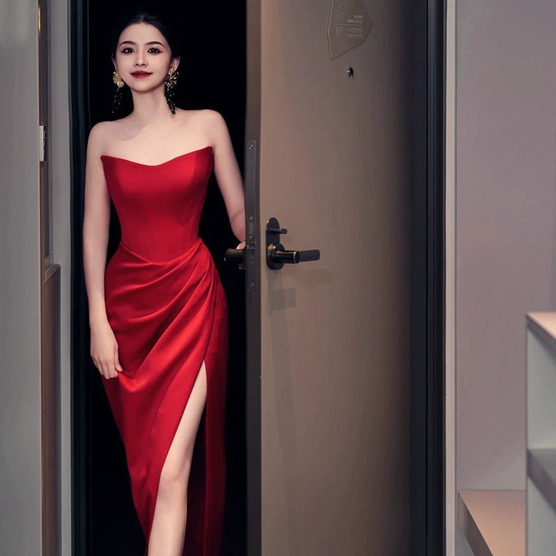 Wine Red Cocktail Party Dress