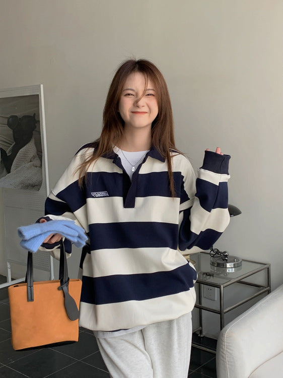 Blue and White Stripes  Sweater Top