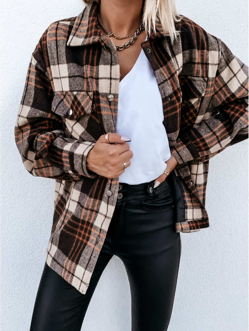 Flannel Fashionista Plaid Long Sleeve Shirt Jacket