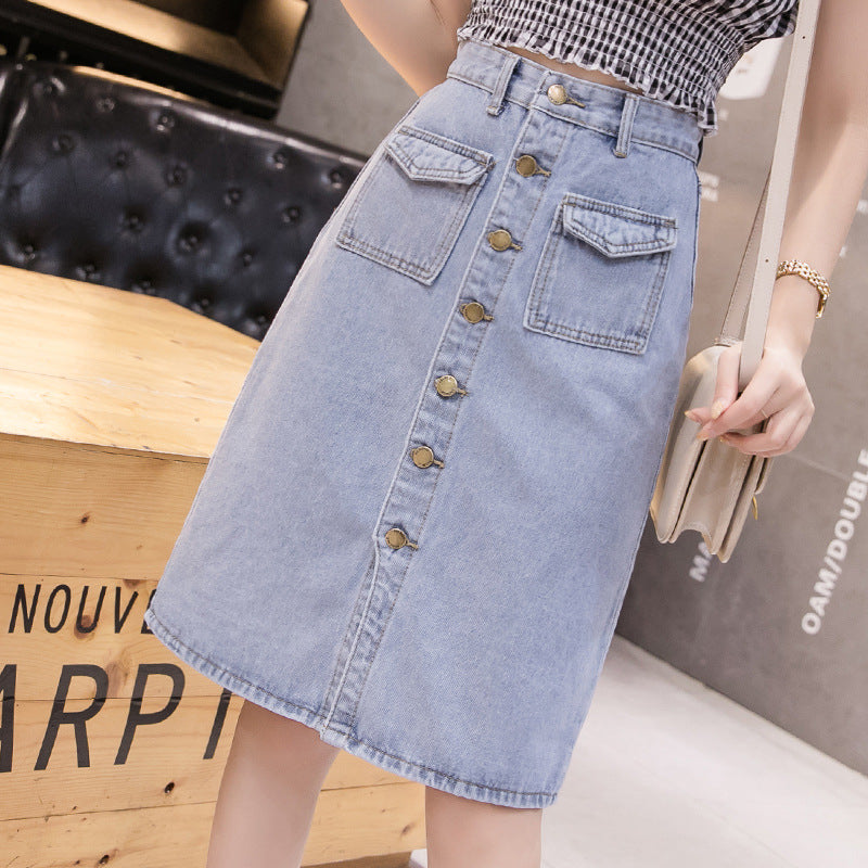 Made You Look High-Waist Denim Midi Skirt