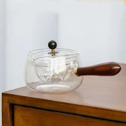 Pyrex Style Teapot with Infuser & Wooden Handle