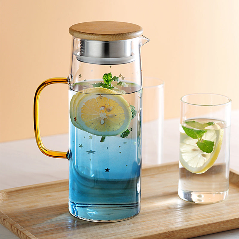 Japanese Pyrex Bamboo Top Infuser Tea Bottle