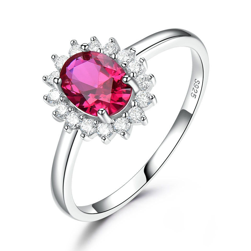 Threecolor Silver Stone Ring Women
