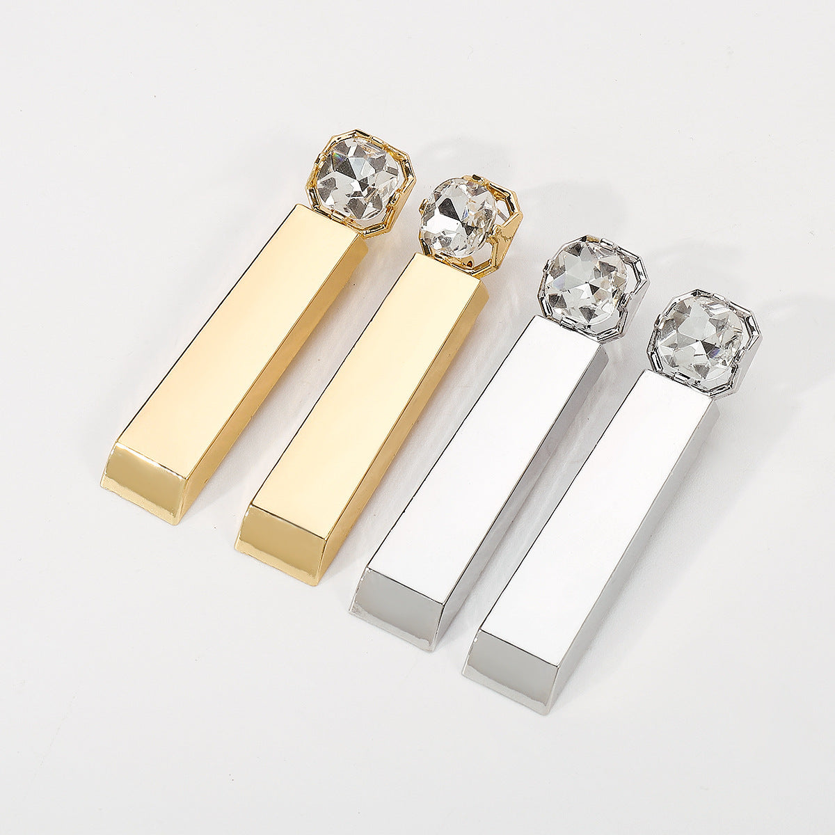 Modern Style Diamond Rectangular Earrings