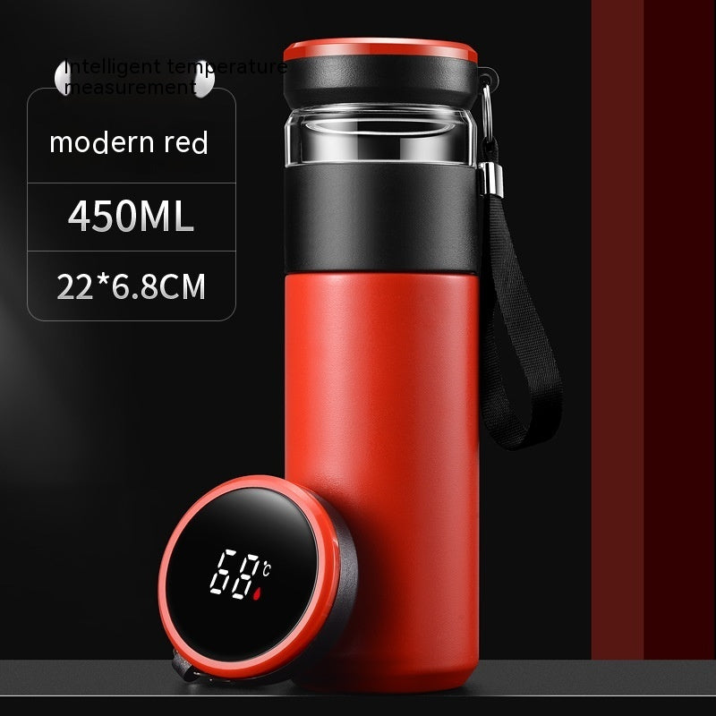 Portable Stainless Steel Tumbler with Filter Smart Insulation Tea Cup