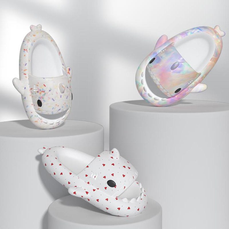 Shark Slippers Heart Print Shoes