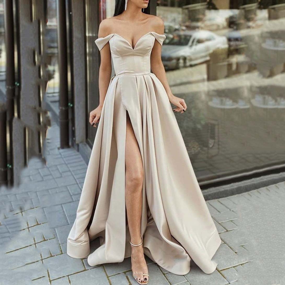 Swing Split Sleeveless Backless Dress with  V-neck