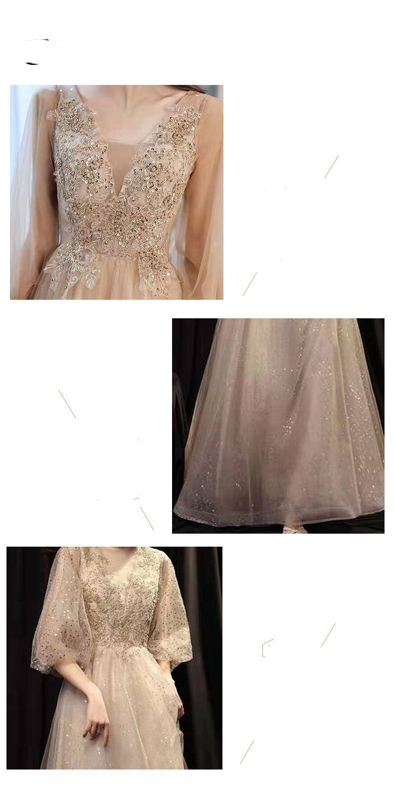 Beauty Gold Banquet Evening Dress