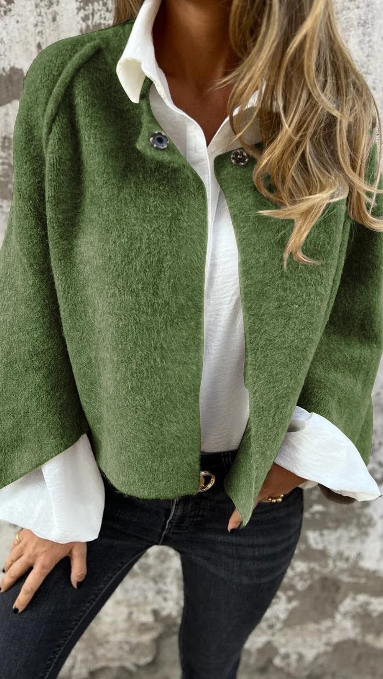 Elegant Cashmere  Cardigan with Batwing Sleeve
