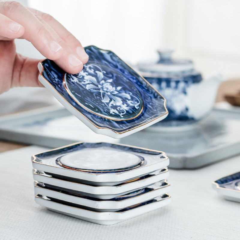 Vintage Korean Ceramic Tea Set & Cup Coaster