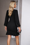 Sea Blue Mall Ruched Ruffled Balloon Sleeve Mini Dress DY Ship From Overseas SeaBlueMall.com