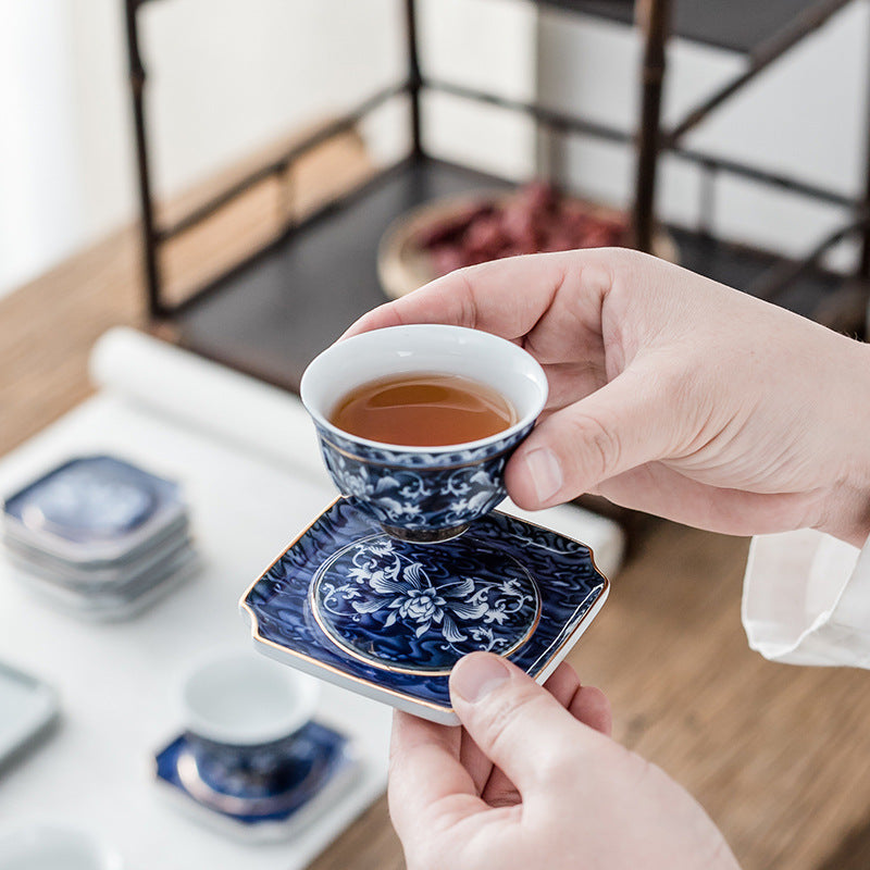 Vintage Korean Ceramic Tea Set & Cup Coaster