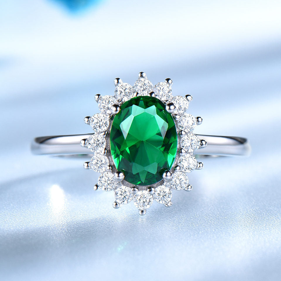 Threecolor Silver Stone Ring Women