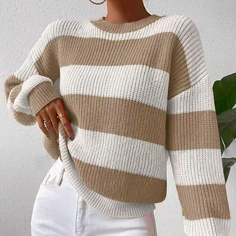 Striped Sweater Loose Long Sleeve Pullover