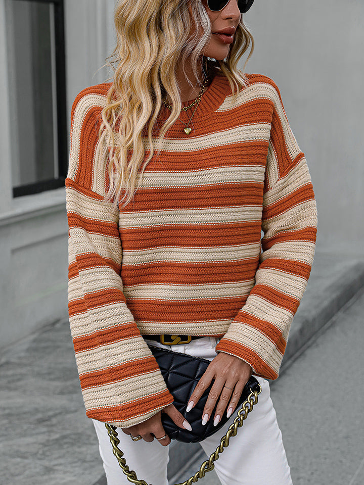 Fresh Take Striped Drop Shoulder Knit Sweater