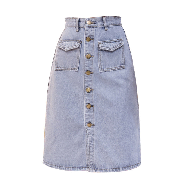 Made You Look High-Waist Denim Midi Skirt