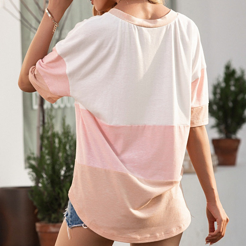 Pretty in Pink V-neck Cardigan Knit Short-sleeved Shirt