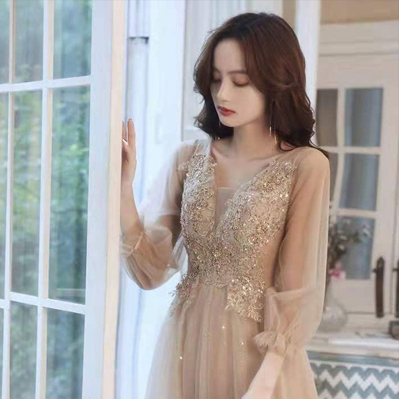 Beauty Gold Banquet Evening Dress
