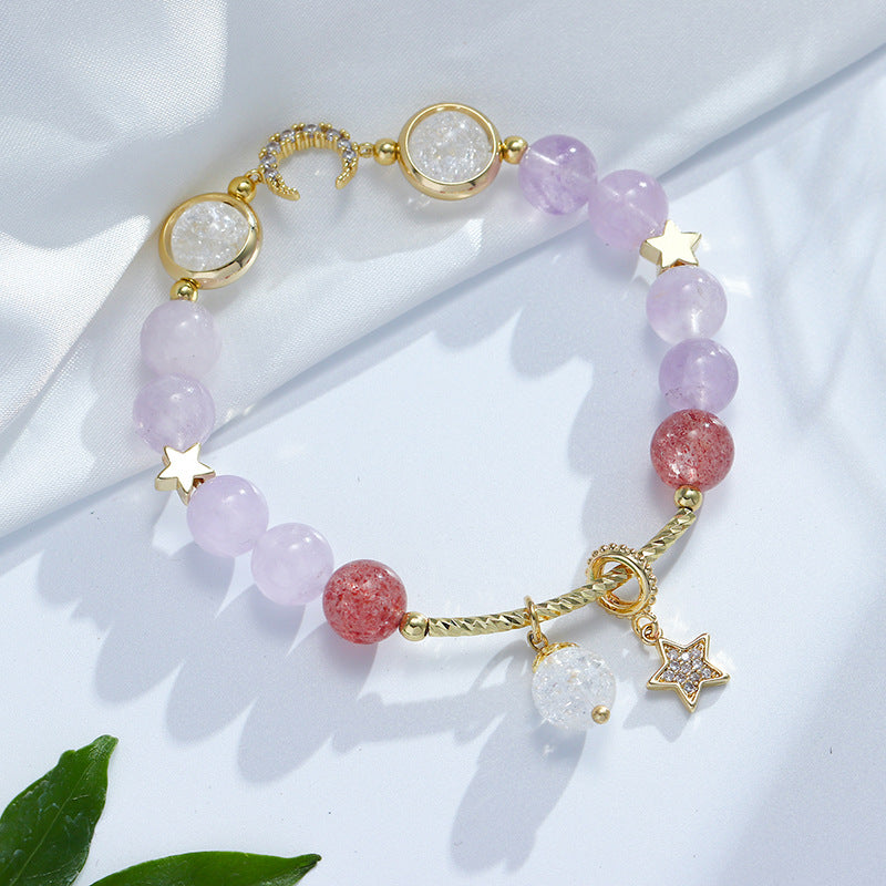 Sea Blue Mall Boho Crystal Lavender Amethyst Bracelet with Charms.  SeaBlueMall.com