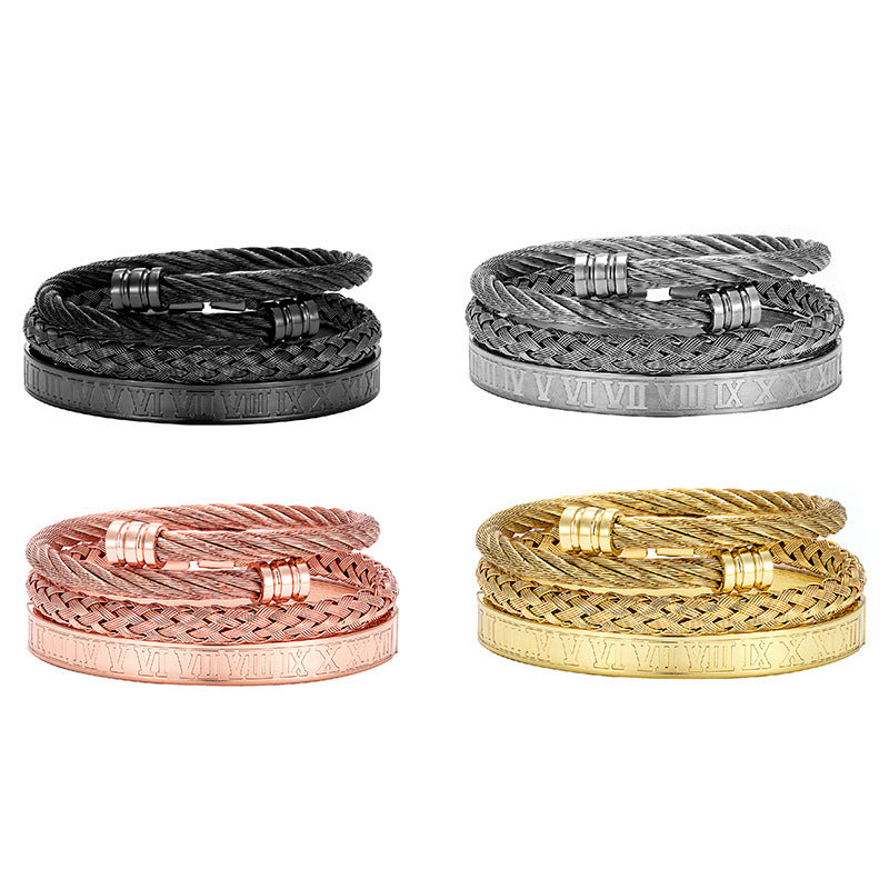Vintage Roman Numerals Stainless Steel Bracelet
