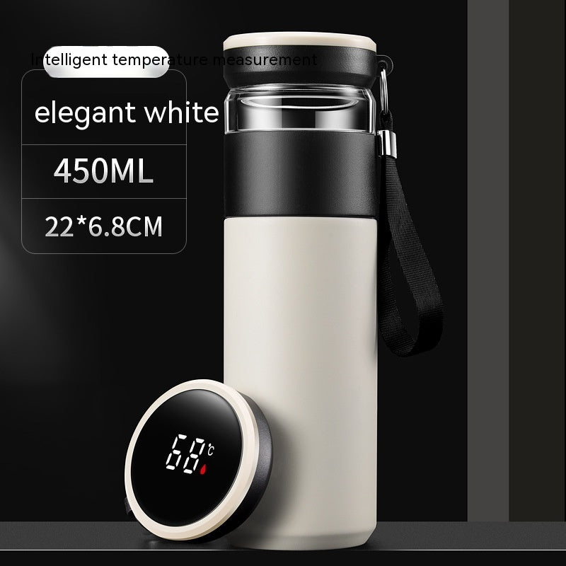 Portable Stainless Steel Tumbler with Filter Smart Insulation Tea Cup