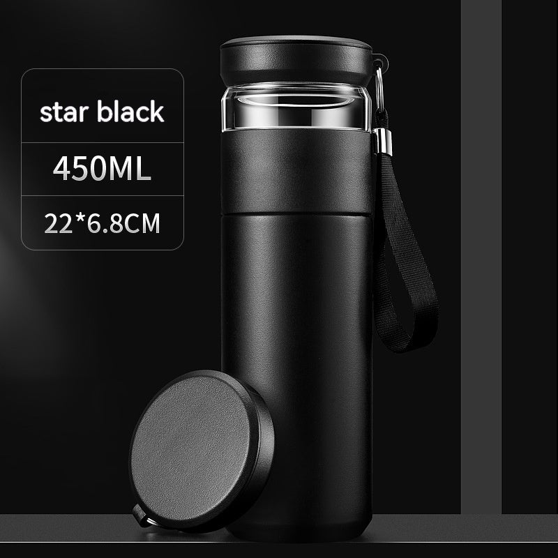 Portable Stainless Steel Tumbler with Filter Smart Insulation Tea Cup