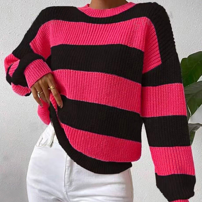 Striped Sweater Loose Long Sleeve Pullover
