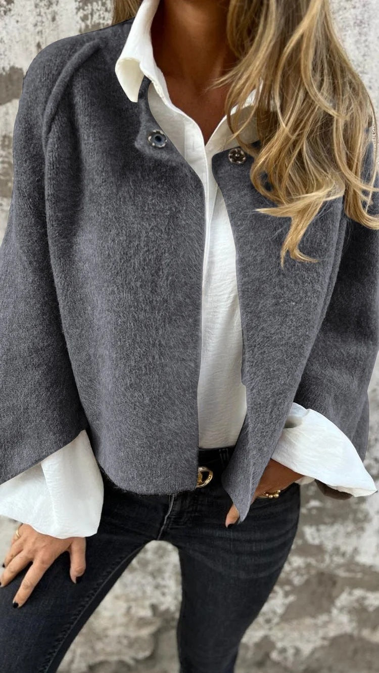 Elegant Cashmere  Cardigan with Batwing Sleeve