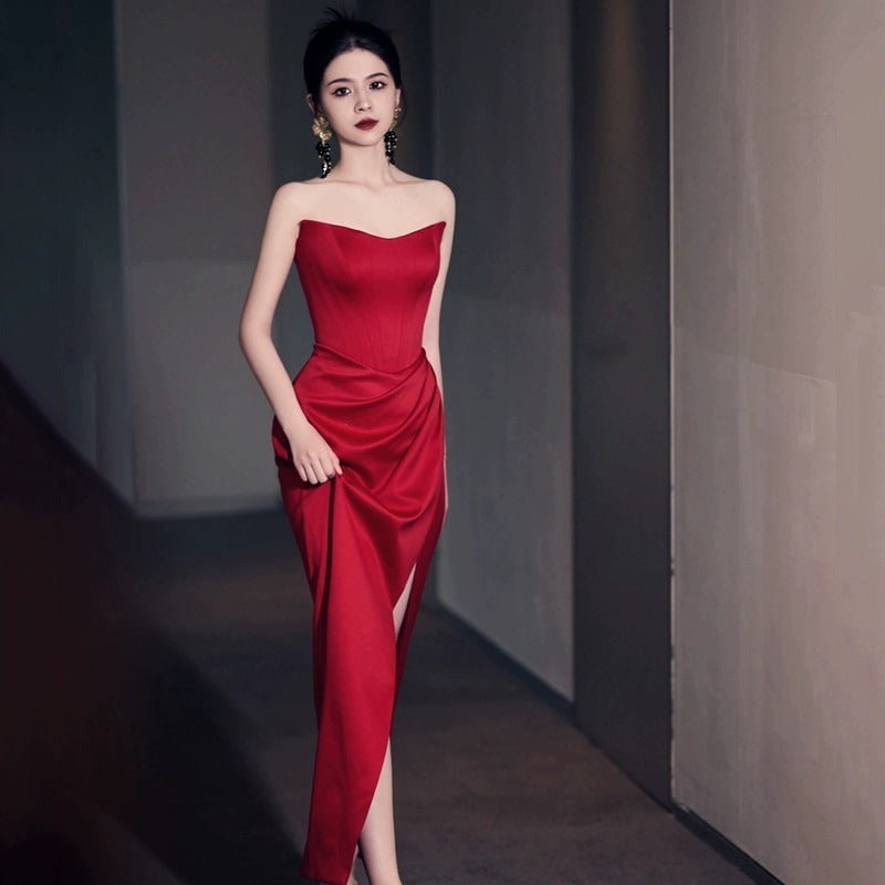 Wine Red Cocktail Party Dress