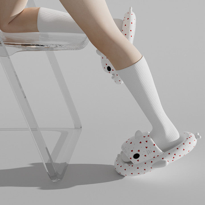 Shark Slippers Heart Print Shoes