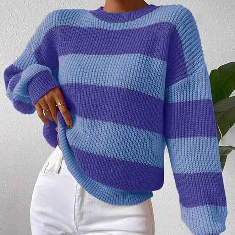Striped Sweater Loose Long Sleeve Pullover