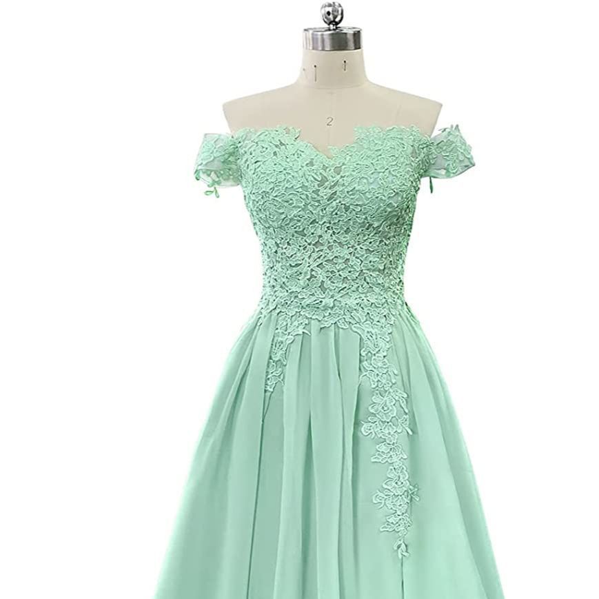 Off-shoulder Slit Lace  Dress