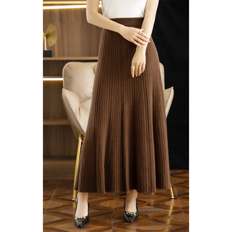 Luxury  Knitted Pleated  Wool Skirt