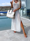 Sea Blue Mall Openwork Slit Cutout Wide Strap Dress A@Y@M Ship From Overseas SeaBlueMall.com