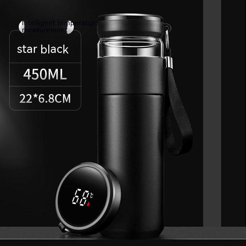 Portable Stainless Steel Tumbler with Filter Smart Insulation Tea Cup