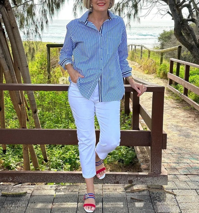 Casual Long Sleeve Striped Cardigan Women's Shirt